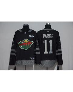 Minnesota Wild #11 Zach Parise Black Men's 1917-2017 100th Anniversary Stitched NHL Jersey