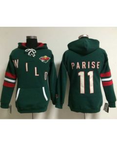 Minnesota Wild #11 Zach Parise Green Women's Old Time Heidi NHL Hoodie