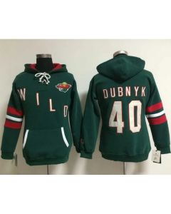 Minnesota Wild #40 Devan Dubnyk Green Women's Old Time Heidi NHL Hoodie