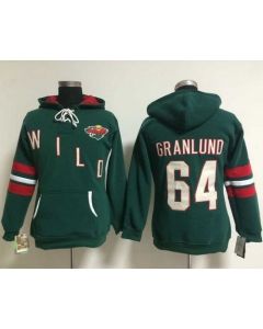Minnesota Wild #64 Mikael Granlund Green Women's Old Time Heidi NHL Hoodie