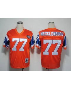 Mitchel and Ness Broncos #77 Karl Mecklenburg Orange With 75 Anniversary Patch Stitched Throwback NFL Jersey