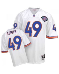 Mitchel & Ness Broncos #49 Dennis Smith White Stitched Throwback NFL Jersey