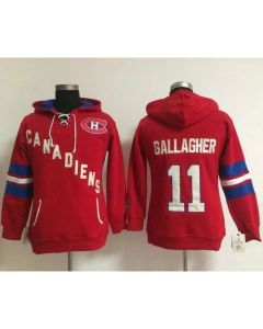 Montreal Canadiens #11 Brendan Gallagher Red Women's Old Time Heidi NHL Hoodie