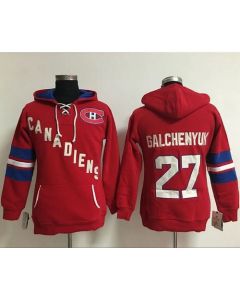 Montreal Canadiens #27 Alex Galchenyuk Red Women's Old Time Heidi NHL Hoodie