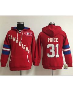 Montreal Canadiens #31 Carey Price Red Women's Old Time Heidi NHL Hoodie