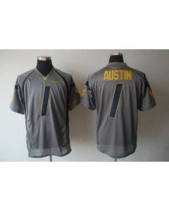 Mountaineers #1 Tavon Austin Grey Stitched NCAA Jersey