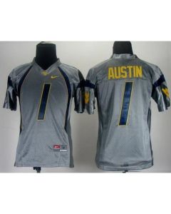 Mountaineers #1 Tavon Austin Grey Stitched Youth NCAA Jersey