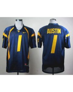 Mountaineers #1 Tavon Austin Navy Blue Stitched NCAA Jersey