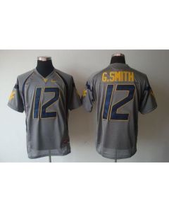 Mountaineers #12 Geno Smith Grey Stitched NCAA Jersey