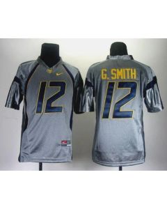 Mountaineers #12 Geno Smith Grey Stitched Youth NCAA Jersey