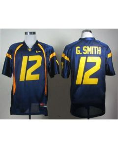 Mountaineers #12 Geno Smith Navy Blue Stitched NCAA Jersey