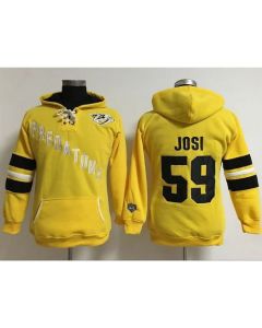 Nashville Predators #59 Roman Josi Yellow Women's Old Time Heidi Hoodie NHL Hoodie