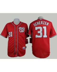 Nationals #31 Max Scherzer Red Cool Base Stitched MLB Jersey