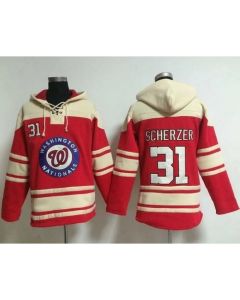 Nationals #31 Max Scherzer Red Sawyer Hooded Sweatshirt MLB Hoodie