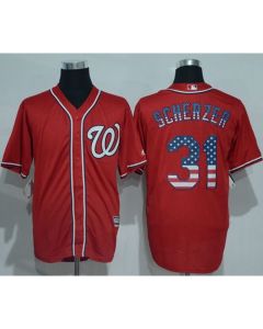 Nationals #31 Max Scherzer Red USA Flag Fashion Stitched MLB Jersey