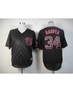 Nationals #34 Bryce Harper Black Fashion Stitched MLB Jersey