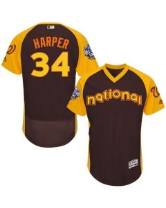 Nationals #34 Bryce Harper Brown Flexbase Authentic Collection 2016 All-Star National League Stitched MLB Jersey