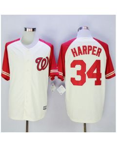Nationals #34 Bryce Harper Cream/Red Exclusive New Cool Base Stitched MLB Jersey