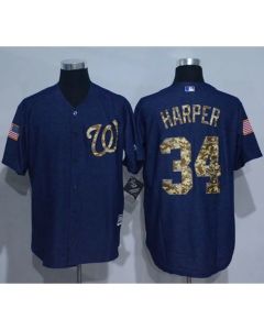 Nationals #34 Bryce Harper Denim Blue Salute to Service Stitched MLB Jersey