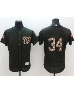 Nationals #34 Bryce Harper Green Flexbase Authentic Collection Salute to Service Stitched MLB Jersey