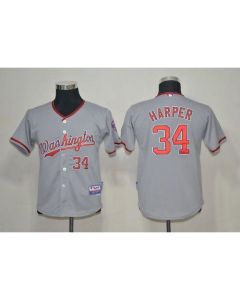 Nationals #34 Bryce Harper Grey Cool Base Stitched Youth MLB Jersey