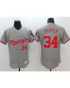 Nationals #34 Bryce Harper Grey Flexbase Authentic Collection Stitched MLB Jersey