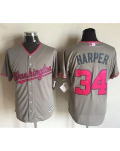 Nationals #34 Bryce Harper Grey New Cool Base 2016 Mother's Day Stitched MLB Jersey
