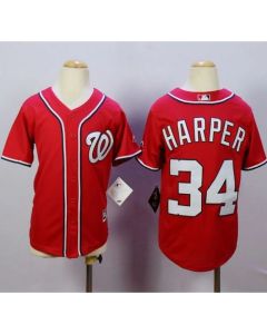 Nationals #34 Bryce Harper Red Cool Base Stitched Youth MLB Jersey