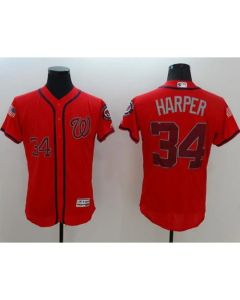 Nationals #34 Bryce Harper Red Fashion Stars & Stripes Flexbase Authentic Stitched MLB Jersey