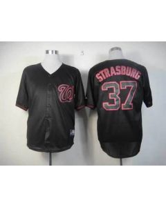Nationals #37 Stephen Strasburg Black Fashion Stitched MLB Jersey
