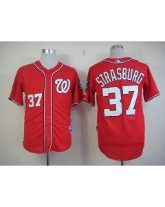 Nationals #37 Stephen Strasburg Stitched Red MLB Jersey