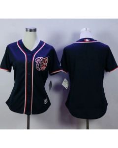 Nationals Blank Navy Blue Alternate 2 Women's Stitched MLB Jersey