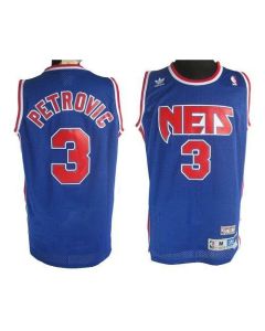 Nets #3 Drazen Petrovic Blue Stitched Throwback NBA Jersey
