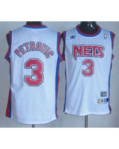 Nets #3 Drazen Petrovic White Throwback Stitched NBA Jersey