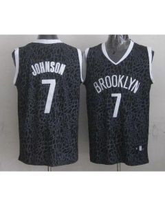 Nets #7 Joe Johnson Black Crazy Light Stitched NBA Jersey