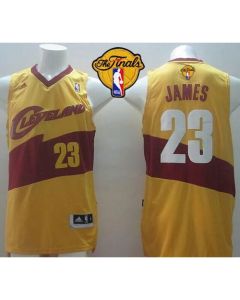 New Revolution 30 Cavaliers #23 LeBron James Yellow The Finals Patch Stitched NBA Jersey