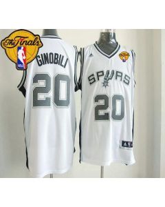 New Revolution 30 Spurs #20 Manu Ginobili White Finals Patch Stitched NBA Jersey
