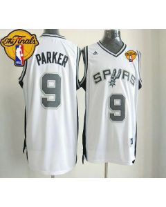 New Revolution 30 Spurs #9 Tony Parker White Finals Patch Stitched NBA Jersey