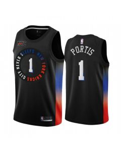 New Yok Knicks #1 Bobby Portis 2020 Black City Edition Stitched Swingman Jersey