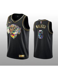 New Yok Knicks #8 Kemba Walker 2021/22 Black Golden Edition 75th Anniversary Diamond Logo Stitched Basketball Jersey
