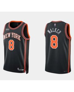 New Yok Knicks #8 Kemba Walker Black 75th Anniversary Stitched Swingman Basketball Jersey