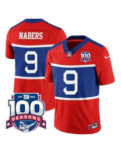 New York Giants #9 Malik Nabers 100TH Season Commemorative Patch Jersey (Style 2)