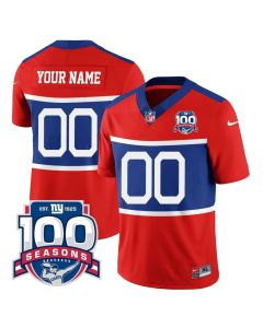 New York Giants Custom 100TH Season Commemorative Patch Jersey (Style 2)