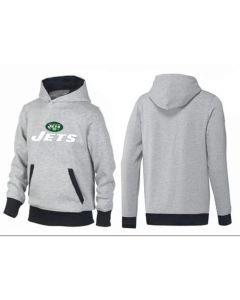 New York Jets Authentic Logo Pullover Hoodie Grey & Black