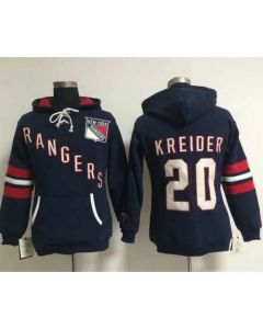 New York Rangers #20 Chris Kreider Navy Blue Women's Old Time Heidi NHL Hoodie