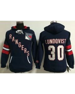 New York Rangers #30 Henrik Lundqvist Navy Blue Women's Old Time Heidi NHL Hoodie