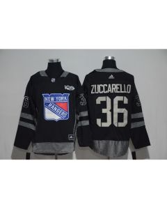 New York Rangers #36 Mats Zuccarello Black Men's 1917-2017 100th Anniversary Stitched NHL Jersey