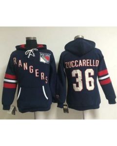 New York Rangers #36 Mats Zuccarello Navy Blue Women's Old Time Heidi NHL Hoodie