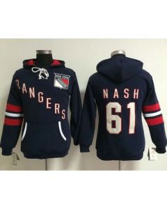 New York Rangers #61 Rick Nash Navy Blue Women's Old Time Heidi NHL Hoodie
