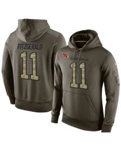 NFL Men's Arizona Cardinals #11 Larry Fitzgerald Stitched Green Olive Salute To Service KO Performance Hoodie